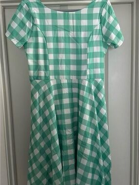 Sugar Bee Women's Green Gingham Midi Dress